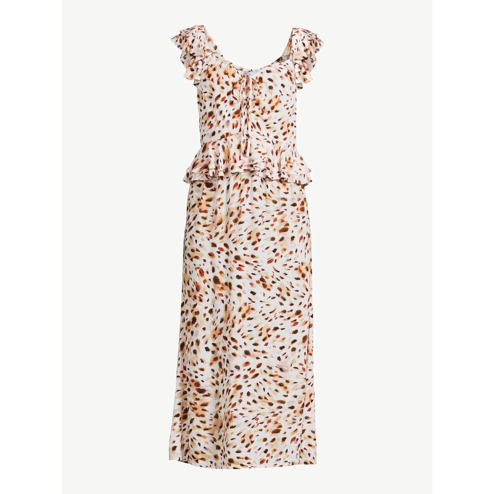 Sofia by Sofia Vergara Sweetheart Neck Ruffle Sleeveless Peplum Midi Dress Large